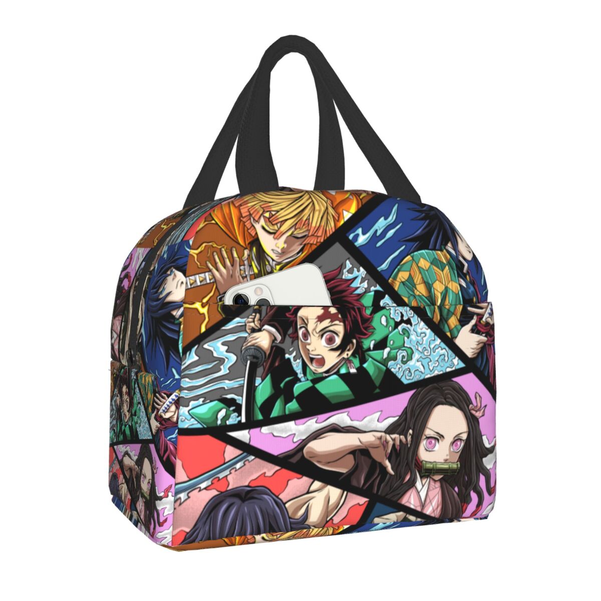 Demon Slayer Muichiro Tokito Insulated Lunch Bag for Women Kimetsu No Yaiba Cooler Thermal Bento Box School Food Storage Bag, everythinganimee