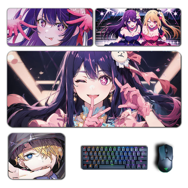 Anime Oshi No Ko Mouse Pad Hoshino Ai Ruby Aquamarine Kana XXL Mousepad Computer Pad keyboard Padding Gamer Accessories Desk Mat, everythinganimee