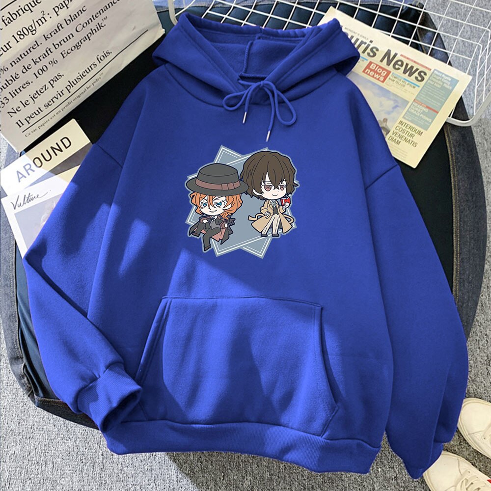 Bungo Stray Dogs Hoodie Japanese Anime Chuuya Nakahara Dazai Hoody New Women Hip Hop Harajuku Long Sleeve Sweatshirts Streetwear, everything animee