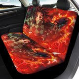 Demon Slayer Car Seat Cover Anime Cartoon Print Front & Rear Automobile Seat Protector Elastic Remove Universal Most Seat Covers, everythinganimee