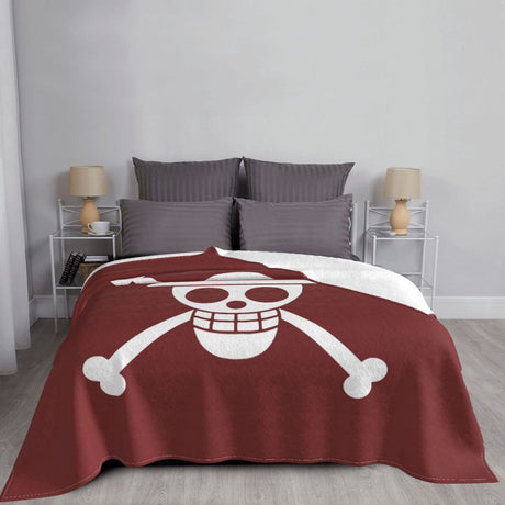 Staw Hat Pirates Jolly Roger Anime Blankets Flannel Summer One Piece Lightweight Throw Blanket for Home Bedroom Plush Thin Quilt, everythinganimee