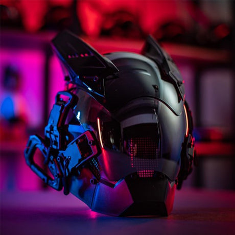 Cyberpunk Mask Helmet Techwear Cosplay Bluetooth With Dynamic Led Samurai Mask Customizable Patterns Screen Halloween Party Gift, everythinganimee