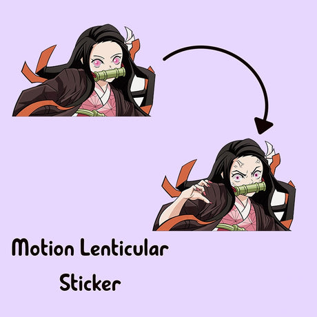 Nezuko Motion Refrigerator Sticker Demon Slayer Car Sticker Kimetsu No Yaiba Anime Waterproof Decals for Wall,Laptop,Etc Gift, everythinganimee