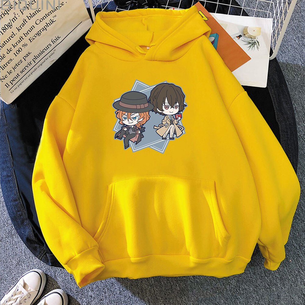 Bungo Stray Dogs Hoodie Japanese Anime Chuuya Nakahara Dazai Hoody New Women Hip Hop Harajuku Long Sleeve Sweatshirts Streetwear, everything animee