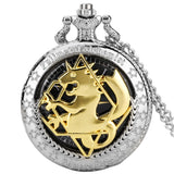 High Quality Full Metal Alchemist Silver Watch Pendant Men's Quartz Pocket Watches Japan Anime Necklace Gift edward elric state alchemist, everythinganimee