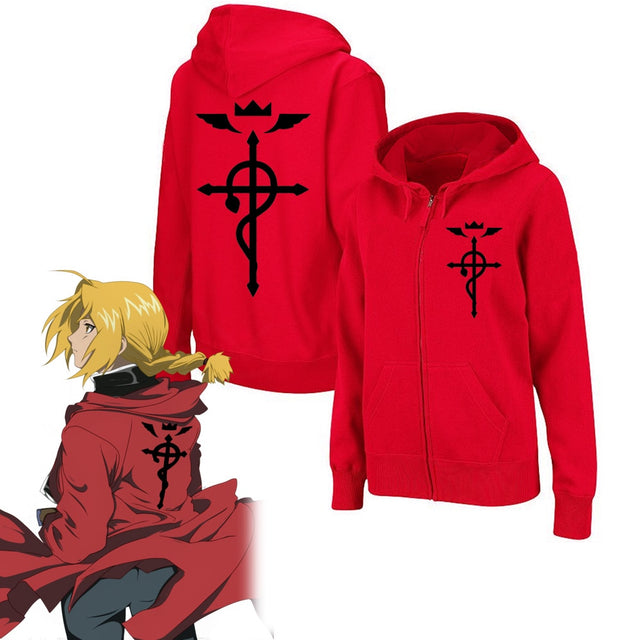 Japanese Anime Fullmetal Alchemist Edward Elric Cosplay Oversized Coat Zipper Hoodie Loog Sleeve Gift Men Women Hooded, everythinganimee