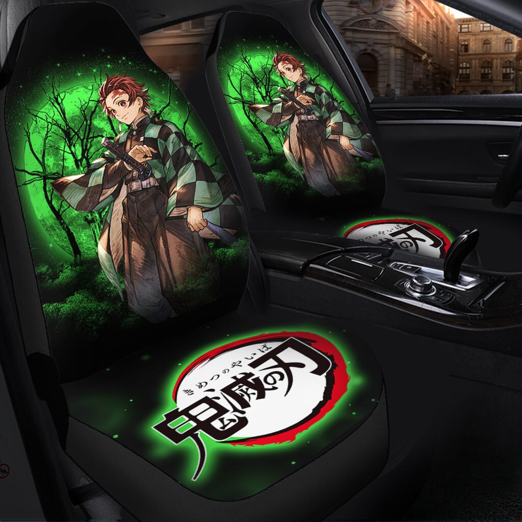 Demon Slayer anime themed Car Seat Covers Demon Slayer Car Accessories,2 PCS Universal Front Seat Protective Cover, everythinganimee