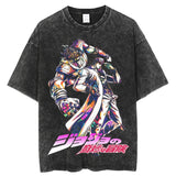 Anime JoJo's Bizarre Adventure Vintage Washed Tshirts jojo T Shirt Harajuku Oversize Tee Cotton fashion Streetwear, everything animee