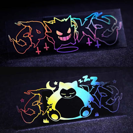 Cartoon Pokemon Car Sticker Creative Laser Hollow Motorcycle DIY Glass Paint Sticker Anime Gengar Snorlax Suitcase Large Sticker, everythinganimee