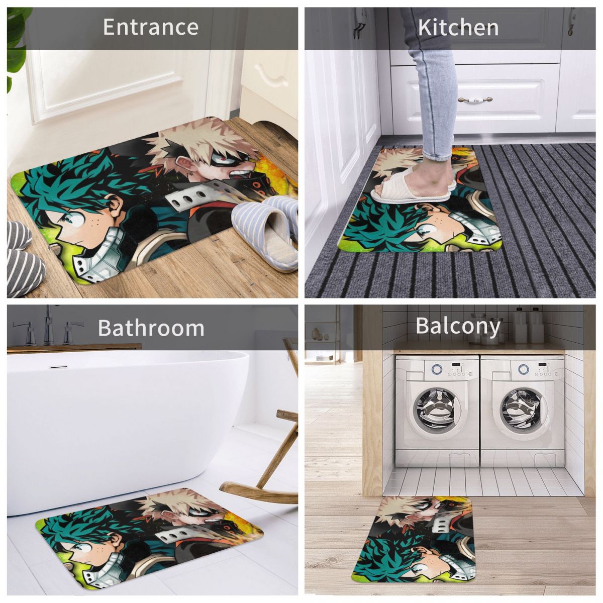 My Hero Academia Adventure Anime Non-slip Doormat Bakugo And Deku Bath Bedroom Mat Welcome Carpet Indoor Pattern Decor, everythinganimee