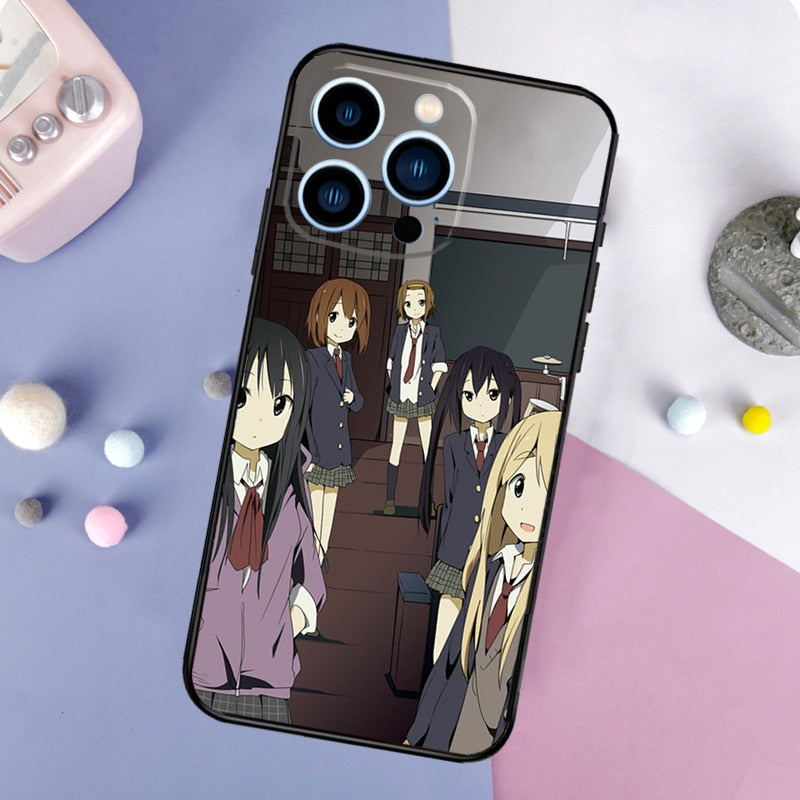 K-on! Anime Manga Case For iPhone 13 12 11 14 Pro Max Mini X XR XS Max 6 7 8 Plus SE 2020 Bumper Back Cover, everything animee