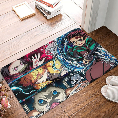 Demon Slayer Non-slip Doormat Kimetsu No Yaiba Living Room Bedroom Mat Outdoor Carpet Flannel Modern Decor,everythinganimee