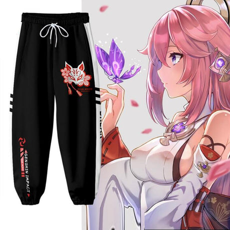 Hot Game Genshin Impact YAE MIKO Cosplay Costume 3D Print Joggers Pants Men/Women Casual Trousers Hip Hop Sweatpants, everything animee