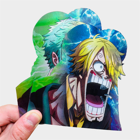 Anime One Piece Luffy/Zoro/Sanji 3D Motion Stickers Creative Car Sticker Waterproof Decal Toy Wall Sticker Kids Toys, everythinganimee