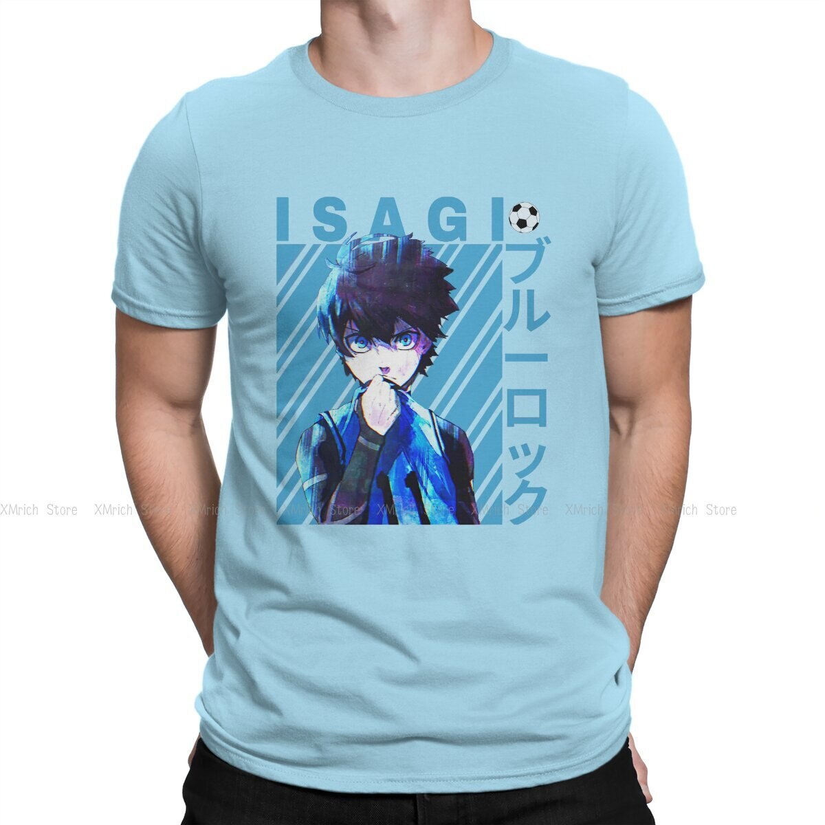 Men's Cool T Shirts BLUE LOCK Isagi Yoichi Anime 100% Cotton Clothing Casual Short Sleeve Crew Neck Tees Graphic T-Shirt, everythinganimee