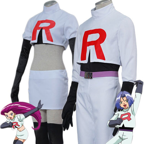 Anime Team Rocket Jessie Musashi James Kojirou Cosplay Costume Women Skirt Suit Men Top Pants Uniform Halloween Party Outfit, everythinganimee