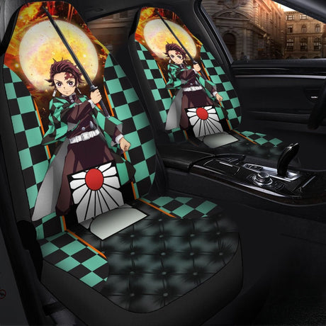 Demon Slayer anime themed Car Seat Covers Demon Slayer Car Accessories,2 PCS Universal Front Seat Protective Cover, everythinganimee