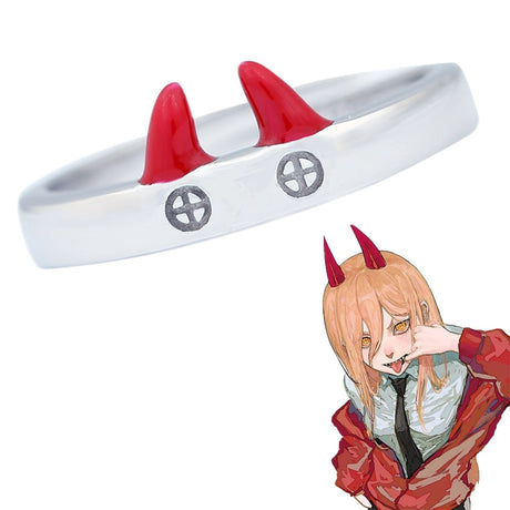 Anime Chainsaw Man Ring Power Cosplay Blood Demon Unisex Adjustable Opening Rings Jewelry Accessories Gift, everythinganimee