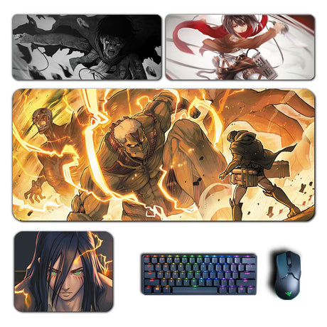 Anime Attack On Titan Large Mouse Pads Mikasa Levi Eren Mousepad Computer Laptop Gamer Pad PC Gaming Accessories Desk Mats, everythinganimee