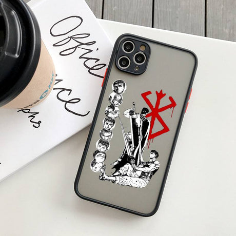 Berserk Guts anime phone case! Perfectly designed for iPhone 14, 11, 12, 13, mini, X, XS, XR, Pro Max and Plus models. Transparent and featuring the iconic swordsman Guts, this case offers both style and protection for your device. Show off your love for Berserk and Guts with this must-have phone accessory.