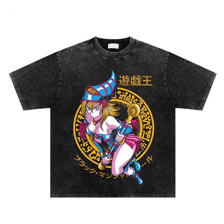 Summer Vintage Washed T-shirt Japanese Anime Printing Streetwear Oversized T Shirt 100% Cotton O-Neck Unisex Tops Tees, everythinganimee