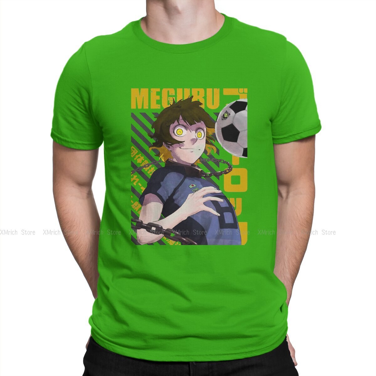 Meguru Bachira T-Shirts for Men BLUE LOCK Isagi Yoichi Anime Fashion 100% Cotton Tee Shirt Round Neck Short Sleeve T Shirt, everything animee