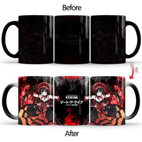 1Pcs New 350ml Tokisaki Kurumi Magic Creative Changing Color Mugs Milk Coffee Tea Cups Gift for Friends, everythinganimee