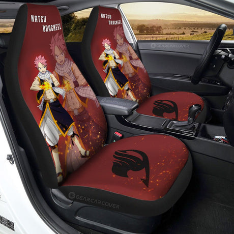 Natsu Dragneel Car Seat Covers Custom Fairy Tail Anime Car Accessories,Pack of 2 Universal Front Seat Protective Cover, everythinganimee