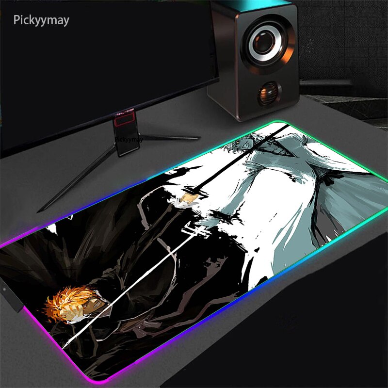 Anime BLEACH Mouse Pad RGB Mousepad With Backlight XXL Laptop Table Pads Desk Carpet Office PC Gaming Accessories LED Mouse Mat