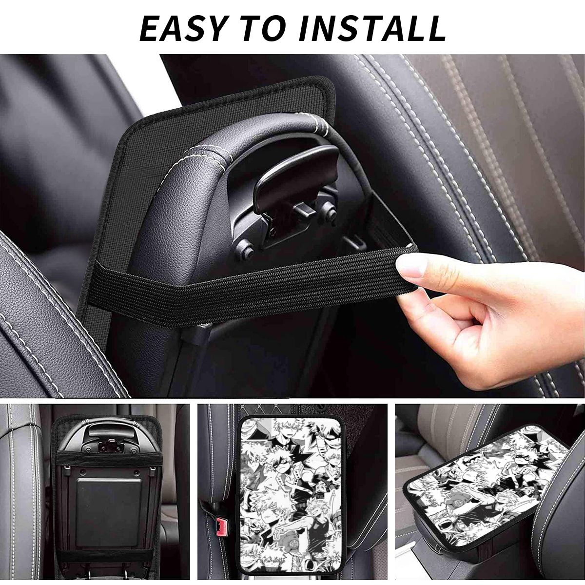Katsuki Bakugo Center Console Cover Pad for Cars My Hero Academia Boku No Hero Academia Car Decor Accessories Armrest Cover Mat, everythinganimee