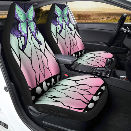 Shinobu Uniform Car Seat Covers Hairstyle Demon Slayer Anime Car Interior Accessories, Universal Front Seat Protective Cover, everythinganimee