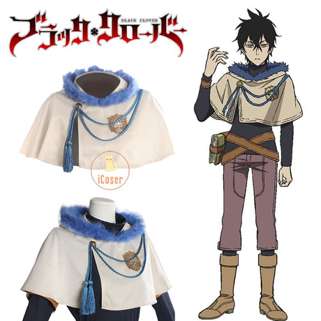 Anime Black Clover Golden Dawn Cape Yuno Grinberryall Cosplay Costume Beige Blue Cloak Four-leaf Clover Asta Clover Kingdom Men, everythinganimee