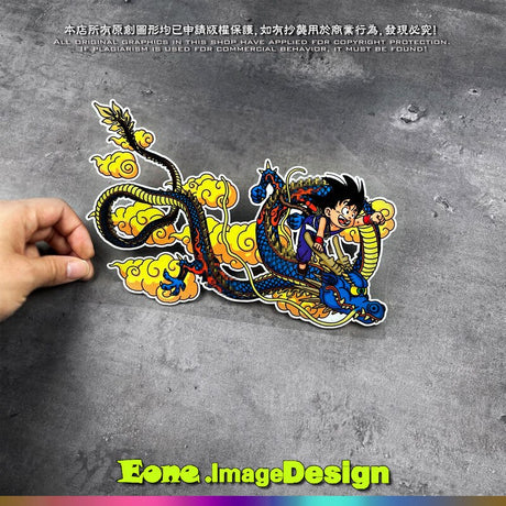 Anime Dragon Ball Z/GT/Super Car Sticker GokuVegeta Super Saiyan Lightning Reflective Holographic Waterproof Sticker Pull Flower , everythinganimee