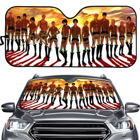Car Front Window Reflector Attack on Titan Universal Truck Windshield UV Protector Cover Interior Sunshade Parasol Coche Anime, everythinganimee