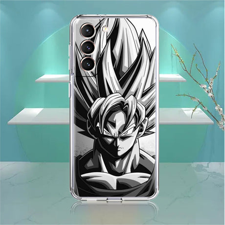 Dragon ball z black and white Soft Case For Samsung Galaxy S22 S20 S21 S10 S9 S8 Plus FE Note 20 Ultra 10 Lite 9 Luxury Cover Coque Comics Line Sketch, everythinganimee