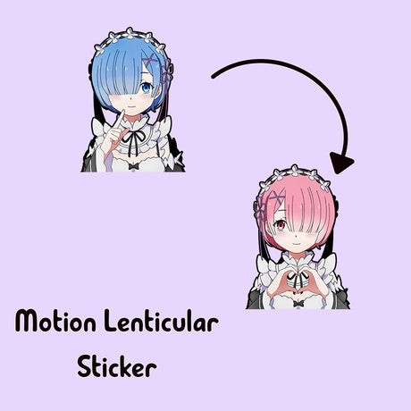 Rem Ram Motion Suitcase Stickers Re Zreo Anime Motion Sticker Waterproof Decal for Car,Laptop,Refrigerator,Etc Wall Sticker Gift, everythinganimee