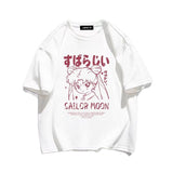 Harajuku T-shirt Summer 100% Cotton High-quality Japanese Anime Cartoon Girl Print Men T-shirt Street Casual Unisex Short Sleeve, everythinganimee