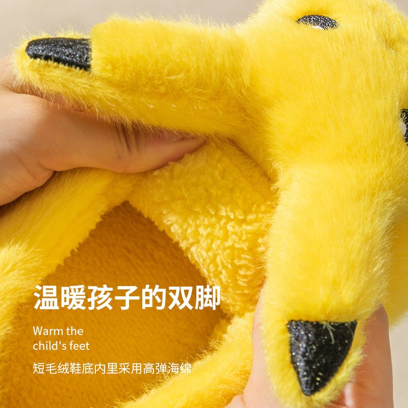 Pokmon Anime Pikachu Plush Thick-Soled Slippers Kawaii Cartoon Bedroom Cotton Home Shoes Outside Indoor Plushie Bread Shoes Gift, Everythinganimee