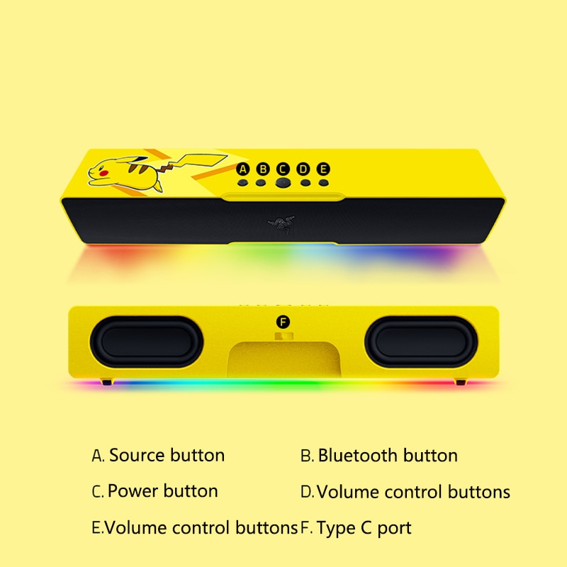 Razer Pokemon Limited Edition Gaming Soundbar - Chroma RGB - Bluetooth 5.0 - For PC, DesktopLaptop, Smartphones,Tablets, everythinganimee