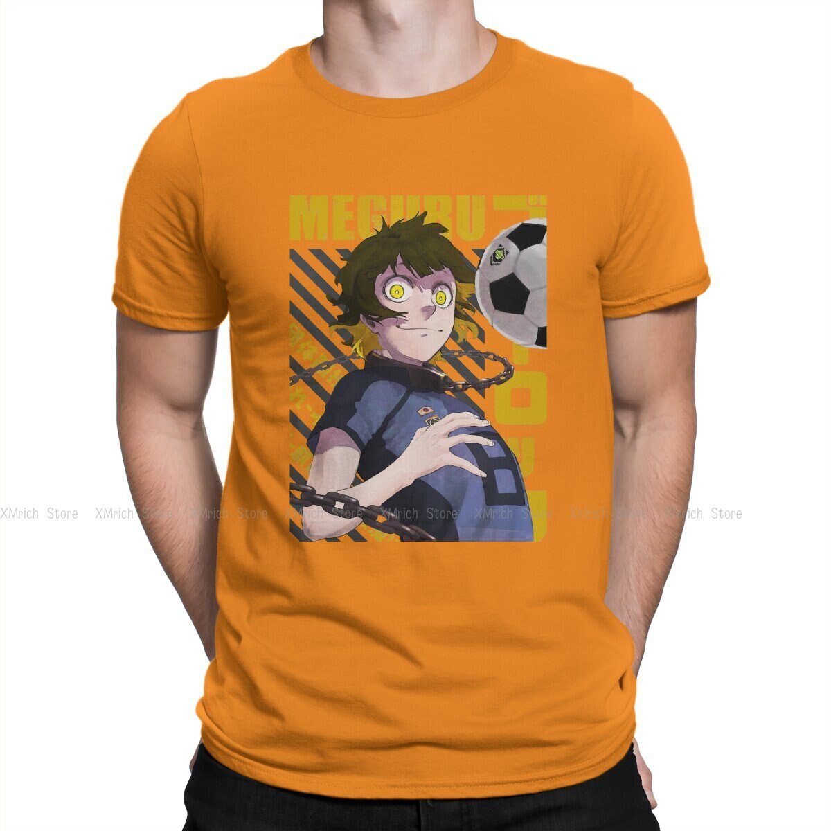 Meguru Bachira T-Shirts for Men BLUE LOCK Isagi Yoichi Anime Fashion 100% Cotton Tee Shirt Round Neck Short Sleeve T Shirt, everything animee