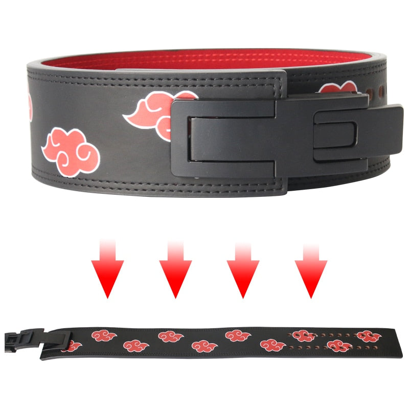 Anime style naruto red clouds Fitness Belt New Wide Weightlifting Belt Bodybuilding Belt Barbell Powerlifting Training Waist Protector Gym Unisex For Back, everythinganimee