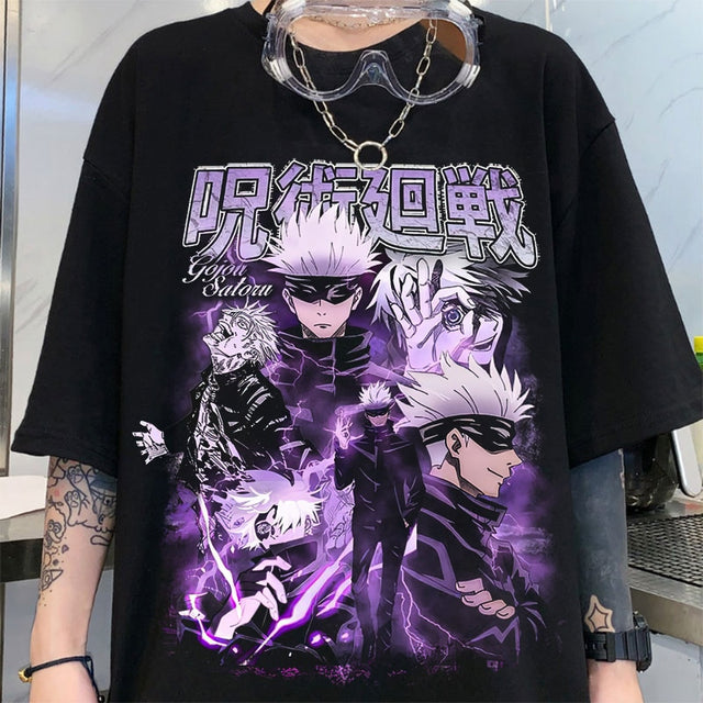 This shirt captures the magic of Satoru Gojo. If you're looking for more Jujutsu Kaisen merch, we have it all! Check out our anime merch now—free shipping!