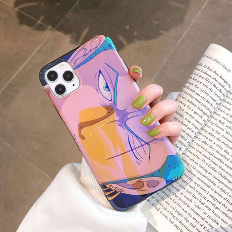 One Piece phone case for iPhone 13, 12, 11, Pro Max, 7, 8, Plus, X, XR, and XS. The case features a colorful design of Luffy and provides protection for your phone while being comfortable to hold. Perfect for One Piece fans and collectors