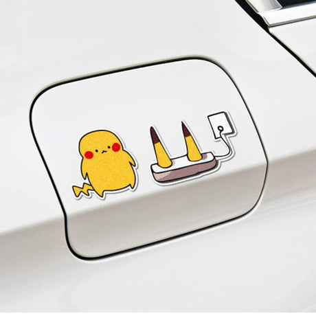 Anime Pokemon Pikachu Sticker Charging Funny Car Stickers Car Body Fuel Tank Cap Decoration Scratch Stickers Reflective Sticker, everythinganimee