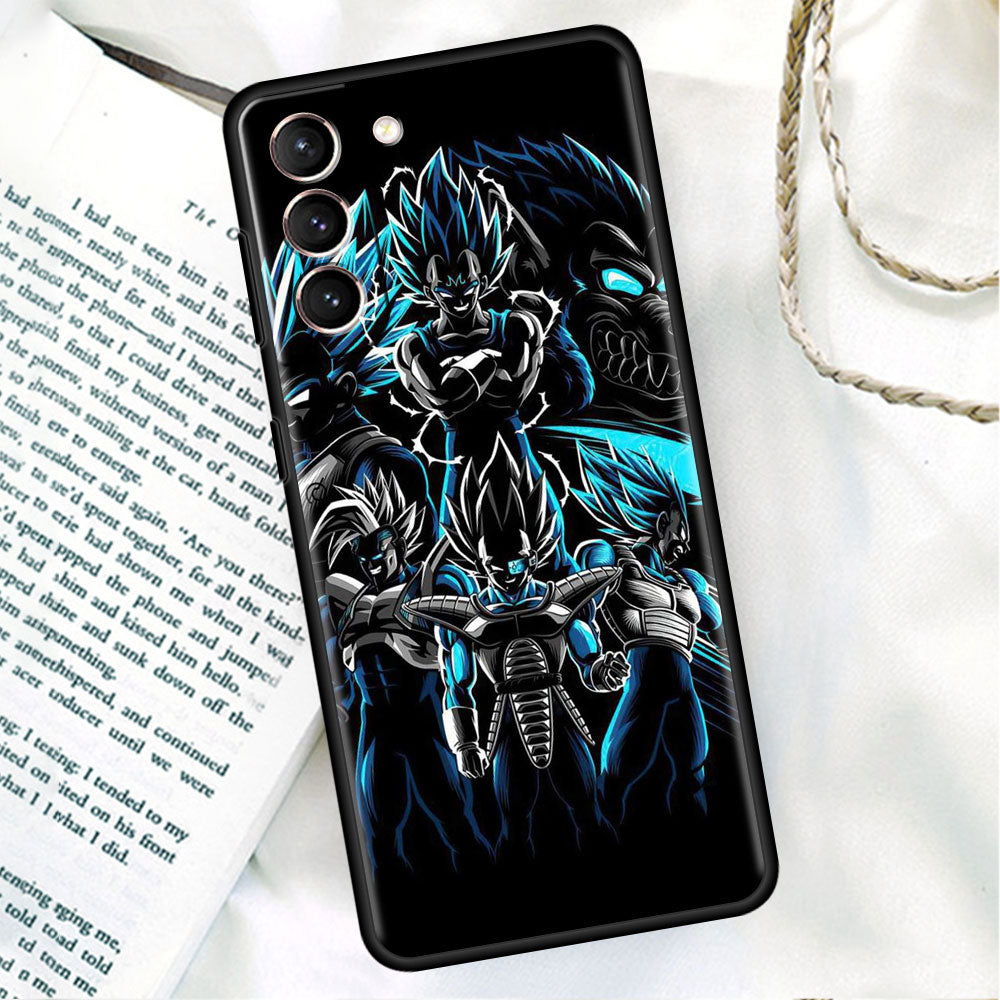 Phone Black Soft Case For Samsung Galaxy S22 S21 S20 Ultra FE S9 S8 S10 Plus Note 20 10 9 Fundas Cover Saiyan Cool Vegetas, dragon ball z, everythinganimee