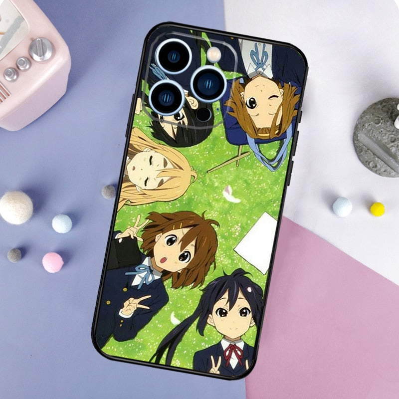 K-on! Anime Manga Case For iPhone 13 12 11 14 Pro Max Mini X XR XS Max 6 7 8 Plus SE 2020 Bumper Back Cover, everything animee