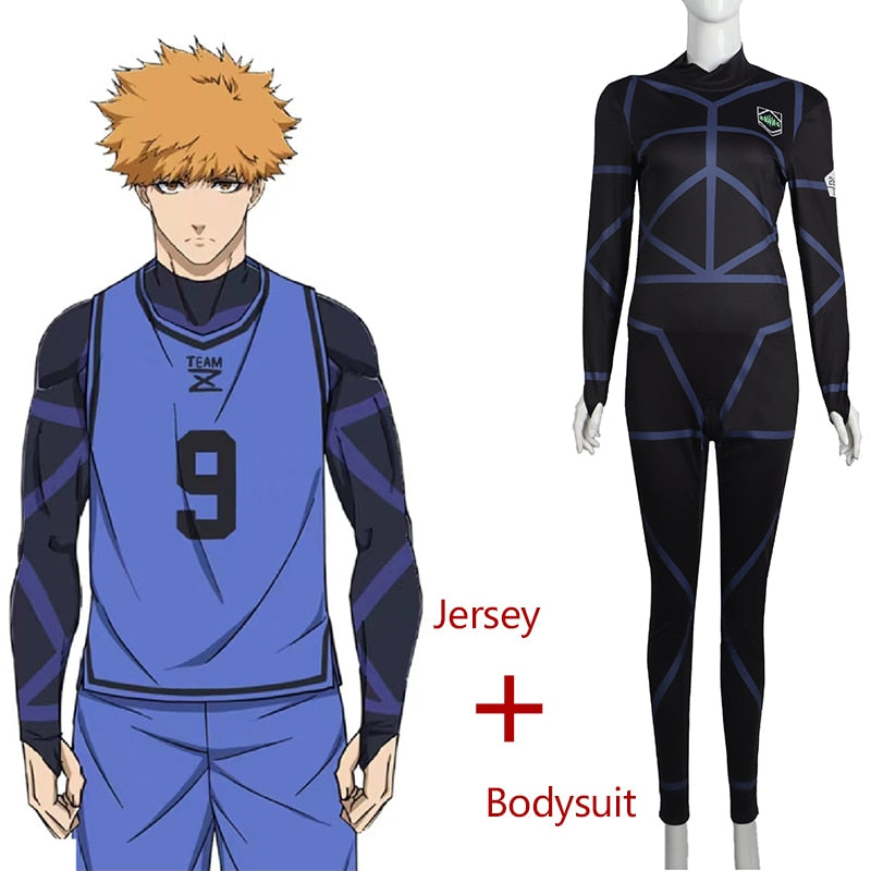 anime Bluelock Cosplay Costume Wig Chigiri Hyoma Isagi Yoichi Jersey Onesie Suit Anime Clothes Blue Sportswear Sport Wear Jerseys, everythinganimee