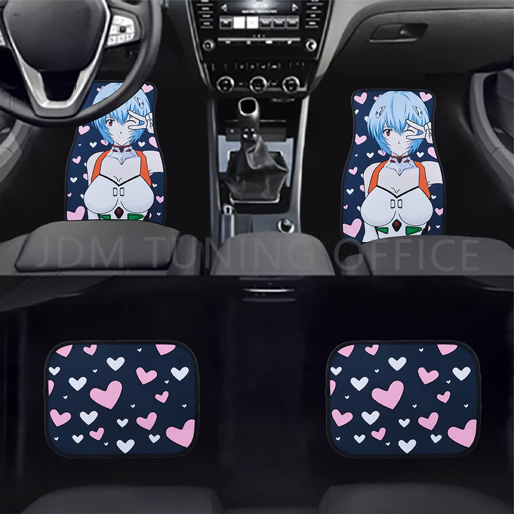JDM Anime sailor moon Cartoon Print Floor Mats Non-Slip Fashion Washable Auto Interior Accessories Pad Protects Carpet For Universal, everythinganimee