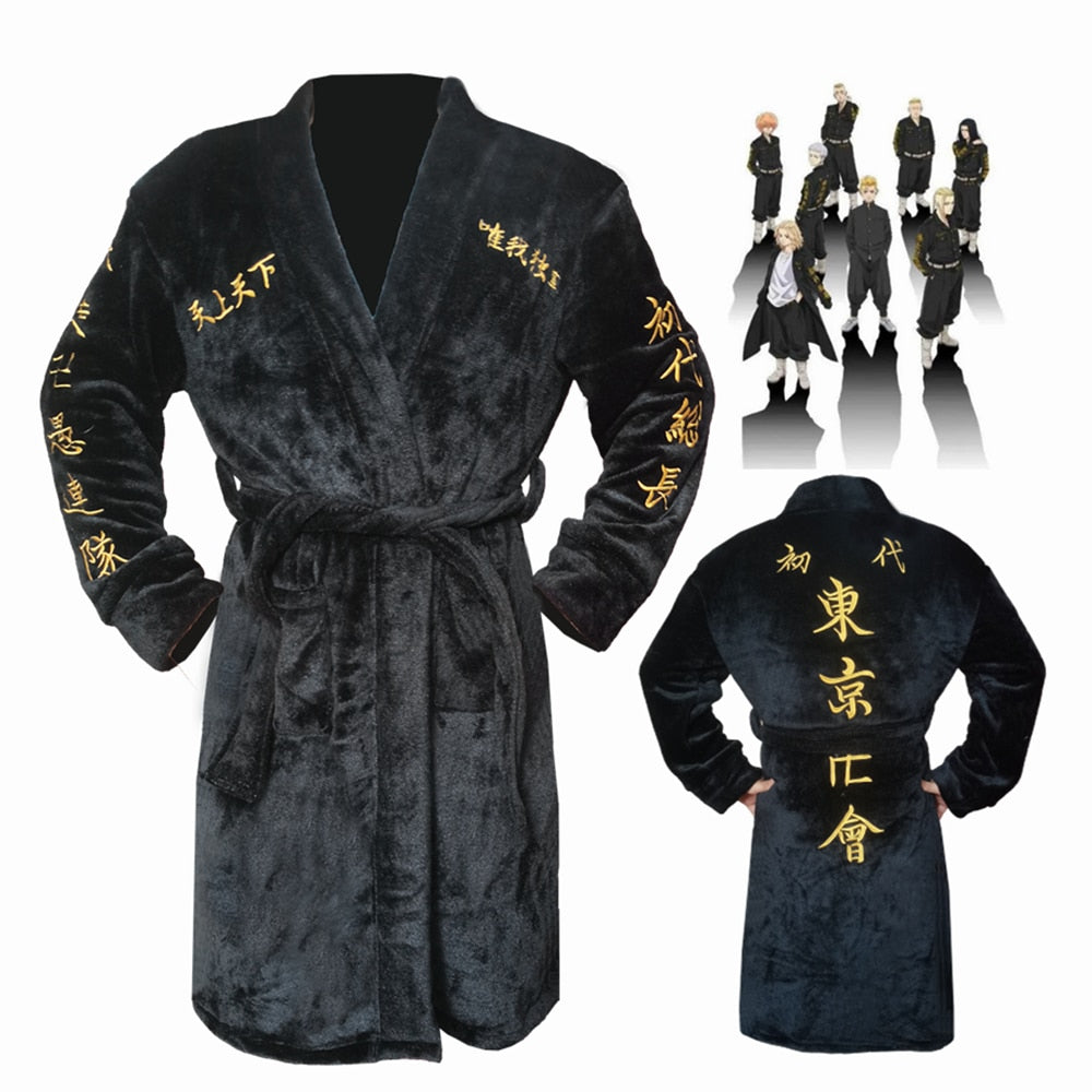 New Anime Tokyo Revengers Sano Manjiro Cosplay Costume Tokyo Manji Gang Mikey Bodysuit Pajamas warm Long style Bathrobe, everythinganimee