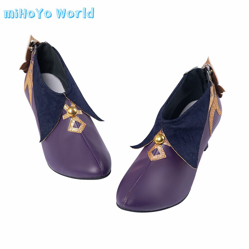 MiHoYo Game Genshin Impact Keqing Cosplay Shoes Party Role Accessories Props PU Mid-low Heels Comic Con Birthday Xmas Gifts, everythinganimee